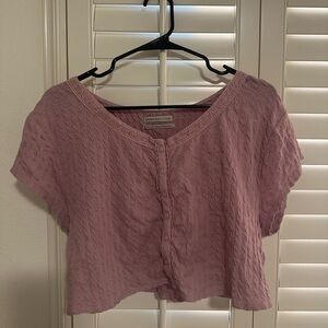 urban outfitters textured knitted crop top in purple